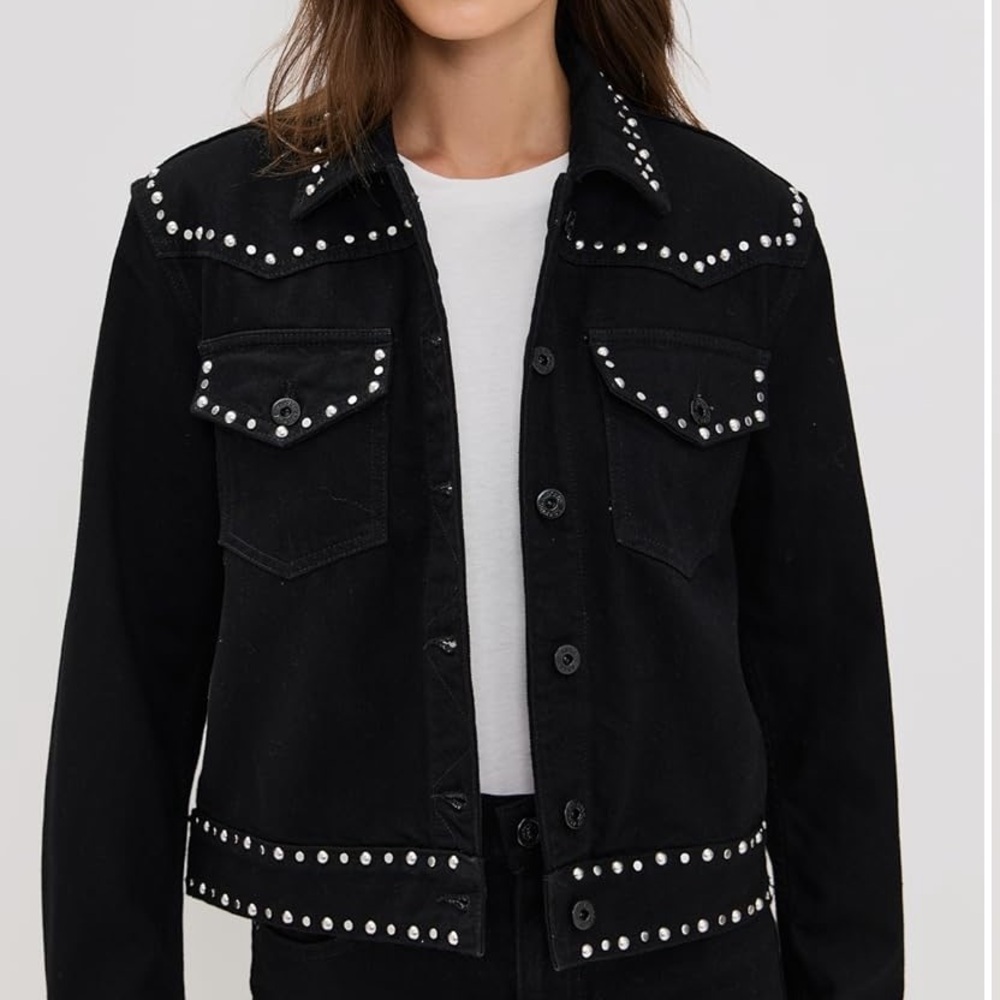 Askk NY Studded Black Metal Guru Denim Jacket